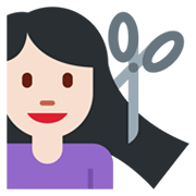 💇🏻‍♀️ Emoji Frau beim Haareschneiden: helle Hautfarbe Twitter Twemoji 13.0.1.