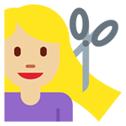 💇🏼‍♀️ Emoji Mujer Cortándose El Pelo: Tono De Piel Claro Medio en Twitter Twemoji 13.0.1.