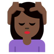 💆🏿‍♀️ Emoji Frau, die eine Kopfmassage bekommt: dunkle Hautfarbe Twitter Twemoji 13.0.1.