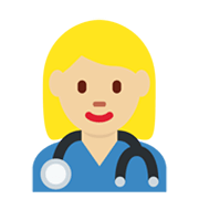 👩🏼‍⚕️ Emoji Ärztin: mittelhelle Hautfarbe Twitter Twemoji 13.0.1.