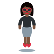 🕴🏿‍♀️ Emoji Mulher de terno de negócios está levitando: Pele Escura na Twitter Twemoji 13.0.1.