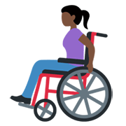👩🏿‍🦽 Emoji Frau in manuellem Rollstuhl: dunkle Hautfarbe Twitter Twemoji 13.0.1.
