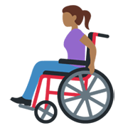 👩🏾‍🦽 Emoji Frau in manuellem Rollstuhl: mitteldunkle Hautfarbe Twitter Twemoji 13.0.1.