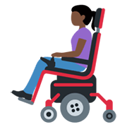 👩🏿‍🦼 Emoji Frau in elektrischem Rollstuhl: dunkle Hautfarbe Twitter Twemoji 13.0.1.
