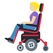 👩🏼‍🦼 Emoji Frau in elektrischem Rollstuhl: mittelhelle Hautfarbe Twitter Twemoji 13.0.1.