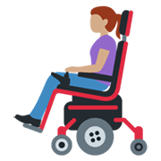 👩🏽‍🦼 Emoji Frau in elektrischem Rollstuhl: mittlere Hautfarbe Twitter Twemoji 13.0.1.