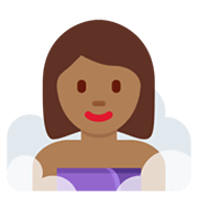 🧖🏾‍♀️ Emoji Frau in Dampfsauna: mitteldunkle Hautfarbe Twitter Twemoji 13.0.1.