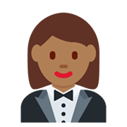 🤵🏾‍♀️ Emoji Mujer Con Esmoquin: Tono De Piel Oscuro Medio en Twitter Twemoji 13.0.1.