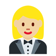🤵🏼‍♀️ Emoji Mujer Con Esmoquin: Tono De Piel Claro Medio en Twitter Twemoji 13.0.1.