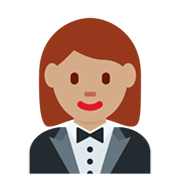 🤵🏽‍♀️ Emoji Mujer Con Esmoquin: Tono De Piel Medio en Twitter Twemoji 13.0.1.