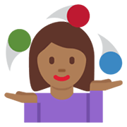 Emoji 🤹🏾‍♀️ Giocoliere Donna: Carnagione Abbastanza Scura su Twitter Twemoji 13.0.1.