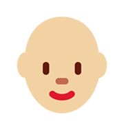 👩🏼‍🦲 Emoji Mujer: Tono De Piel Claro Medio Y Sin Pelo en Twitter Twemoji 13.0.1.