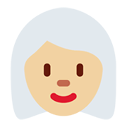 👩🏼‍🦳 Emoji Mujer: Tono De Piel Claro Medio Y Pelo Blanco en Twitter Twemoji 13.0.1.