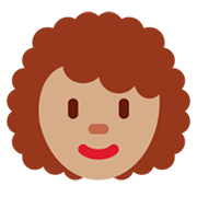Émoji 👩🏽‍🦱 Femme : Peau Légèrement Mate Et Cheveux Bouclés sur Twitter Twemoji 13.0.1.