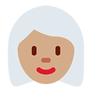 Émoji 👩🏽‍🦳 Femme : Peau Légèrement Mate Et Cheveux Blancs sur Twitter Twemoji 13.0.1.