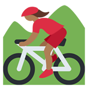 🚵🏾‍♀️ Emoji Mulher Fazendo Mountain Bike: Pele Morena Escura na Twitter Twemoji 13.0.1.
