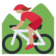 Emoji 🚵🏽‍♀️ Ciclista Donna Di Mountain Bike: Carnagione Olivastra su Twitter Twemoji 13.0.1.