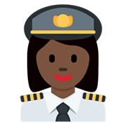 👩🏿‍✈️ Emoji Piloto De Avião Mulher: Pele Escura na Twitter Twemoji 13.0.1.