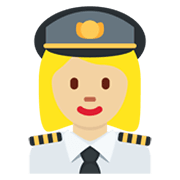 👩🏼‍✈️ Emoji Piloto Mujer: Tono De Piel Claro Medio en Twitter Twemoji 13.0.1.