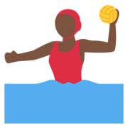 🤽🏿‍♀️ Emoji Wasserballspielerin: dunkle Hautfarbe Twitter Twemoji 13.0.1.