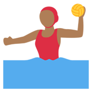 🤽🏾‍♀️ Emoji Wasserballspielerin: mitteldunkle Hautfarbe Twitter Twemoji 13.0.1.