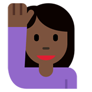 🙋🏿‍♀️ Emoji Frau mit erhobenem Arm: dunkle Hautfarbe Twitter Twemoji 13.0.1.