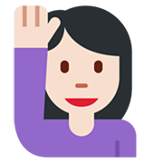 🙋🏻‍♀️ Emoji Frau mit erhobenem Arm: helle Hautfarbe Twitter Twemoji 13.0.1.