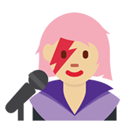 👩🏼‍🎤 Emoji Cantante Mujer: Tono De Piel Claro Medio en Twitter Twemoji 13.0.1.