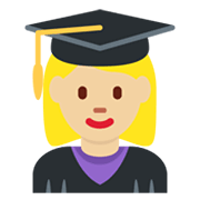 👩🏼‍🎓 Emoji Studentin: mittelhelle Hautfarbe Twitter Twemoji 13.0.1.
