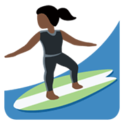 🏄🏿‍♀️ Emoji Mujer Haciendo Surf: Tono De Piel Oscuro en Twitter Twemoji 13.0.1.