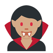 🧛🏽‍♀️ Emoji weiblicher Vampir: mittlere Hautfarbe Twitter Twemoji 13.0.1.