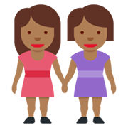 👭🏾 Emoji Duas Mulheres De Mãos Dadas: Pele Morena Escura na Twitter Twemoji 13.0.1.