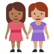 👩🏾‍🤝‍👩🏽 Emoji Mujeres De La Mano: Tono De Piel Oscuro Medio Y Tono De Piel Medio en Twitter Twemoji 13.0.1.