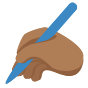 ✍🏾 Emoji Escrevendo à Mão: Pele Morena Escura na Twitter Twemoji 13.0.1.