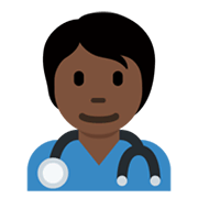 🧑🏿‍⚕️ Emoji Profissional De Saúde: Pele Escura na Twitter Twemoji 13.0.