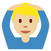 Emoji 🙆🏼‍♂️ Uomo Con Gesto OK: Carnagione Abbastanza Chiara su Twitter Twemoji 13.0.