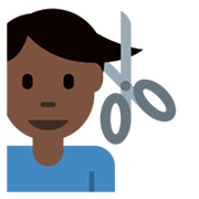 💇🏿‍♂️ Emoji Mann beim Haareschneiden: dunkle Hautfarbe Twitter Twemoji 13.0.
