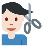 💇🏻‍♂️ Emoji Mann beim Haareschneiden: helle Hautfarbe Twitter Twemoji 13.0.