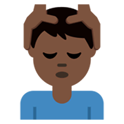 💆🏿‍♂️ Emoji Mann, der eine Kopfmassage bekommt: dunkle Hautfarbe Twitter Twemoji 13.0.