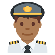👨🏾‍✈️ Emoji Piloto De Avião Homem: Pele Morena Escura na Twitter Twemoji 13.0.