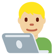 👨🏼‍💻 Emoji Tecnólogo: Tono De Piel Claro Medio en Twitter Twemoji 13.0.