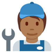 🧑🏾‍🔧 Emoji Mechaniker(in): mitteldunkle Hautfarbe Twitter Twemoji 13.0.