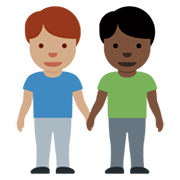 👨🏽‍🤝‍👨🏿 Emoji händchenhaltende Männer: mittlere Hautfarbe, dunkle Hautfarbe Twitter Twemoji 13.0.