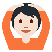 🙆🏻 Emoji Person mit Händen auf dem Kopf: helle Hautfarbe Twitter Twemoji 13.0.