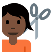 💇🏿 Emoji Person beim Haareschneiden: dunkle Hautfarbe Twitter Twemoji 13.0.