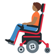 🧑🏾‍🦼 Emoji Person in motorisiertem Rollstuhl: mitteldunkle Hautfarbe Twitter Twemoji 13.0.