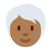🧑🏾‍🦳 Emoji Erwachsener: mitteldunkle Hautfarbe, weißes Haar Twitter Twemoji 13.0.