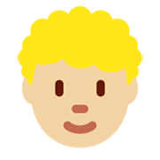 🧑🏼‍🦱 Emoji Erwachsener: mittelhelle Hautfarbe, lockiges Haar Twitter Twemoji 13.0.