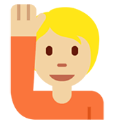 🙋🏼 Emoji Person mit erhobenem Arm: mittelhelle Hautfarbe Twitter Twemoji 13.0.