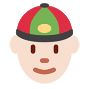 👲🏻 Emoji Mann mit chinesischem Hut: helle Hautfarbe Twitter Twemoji 13.0.